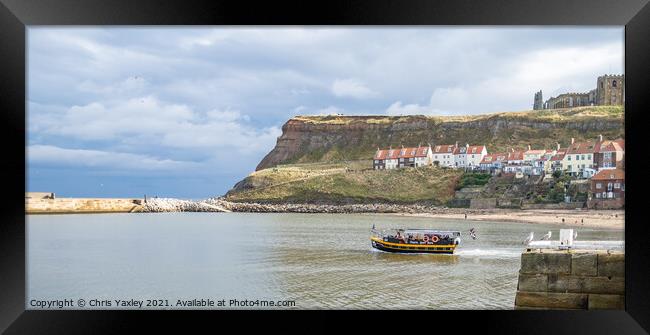 Pleasure boat in Whitby Harbour Framed Print by Chris Yaxley