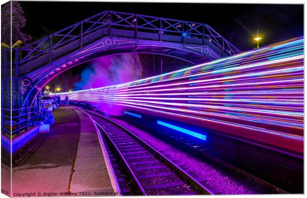 Warp Speed - Illuminated North York Moors railway 2021 Canvas Print by Martin Williams