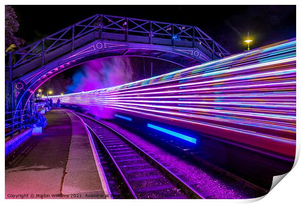 Warp Speed - Illuminated North York Moors railway 2021 Print by Martin Williams