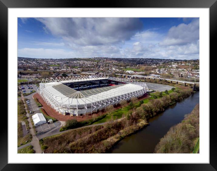 Drone view of Liberty Stadium, Swansea. Framed Mounted Print by Leighton Collins