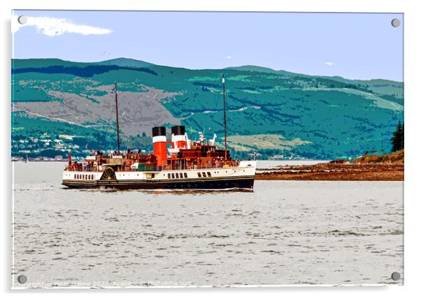 Ps Waverley Paddle Steamer in Largs - Scotland.  Acrylic by Peter Gaeng