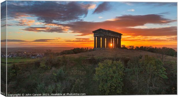 Majestic Sunset Over Penshaw Hill Canvas Print by John Carson