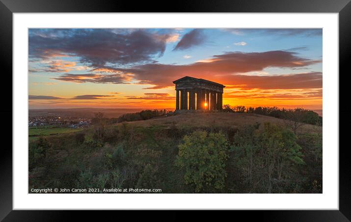 Majestic Sunset Over Penshaw Hill Framed Mounted Print by John Carson