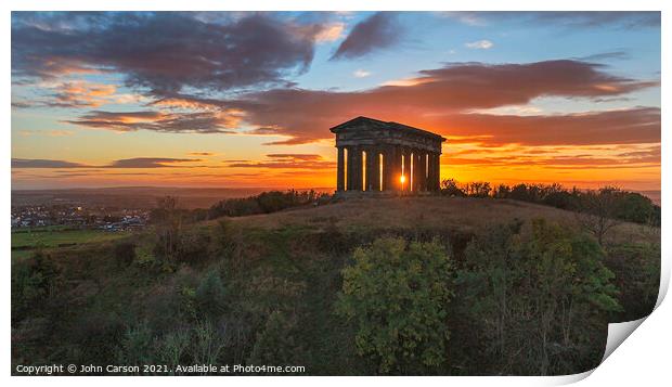 Majestic Sunset Over Penshaw Hill Print by John Carson