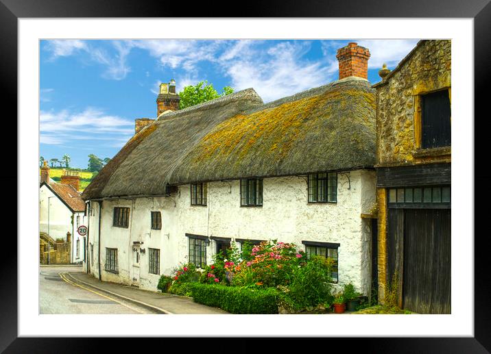 Ilminster Thatched Cottages Framed Mounted Print by Alison Chambers