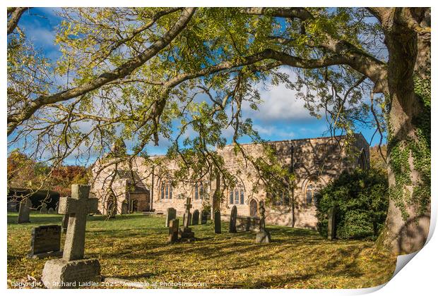 Autumn at St Marys Parish Church, Wycliffe, Teesdale Print by Richard Laidler