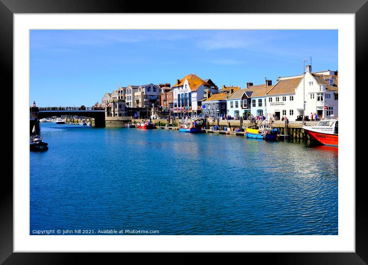 Weymouth Harbor North quay, Dorset, UK. Framed Mounted Print by john hill