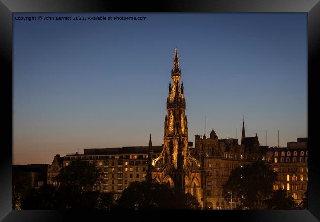 Scott Monument Illumination Framed Print by John Barratt