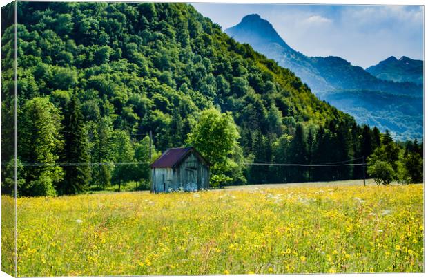 Landscape with wooden hut Canvas Print by Gerry Walden LRPS