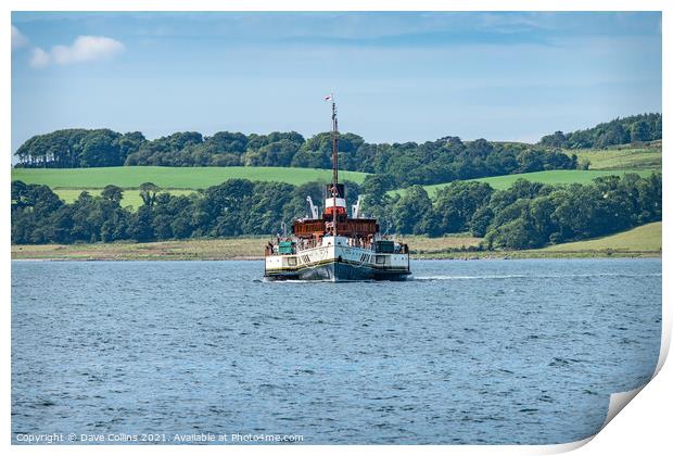 Paddle Steamer Waverley arriving at Largs in Scotl Print by Dave Collins