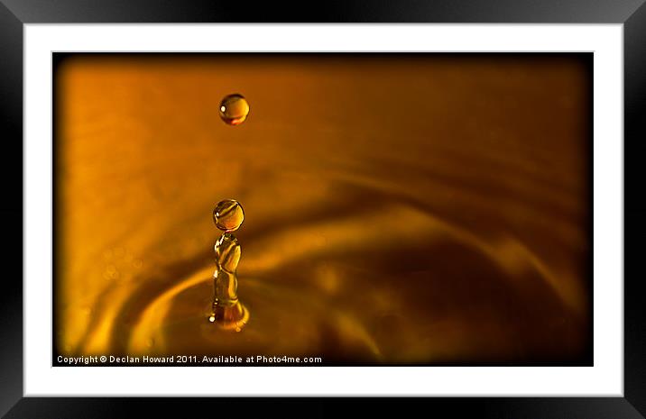 Golden Droplet Framed Mounted Print by Declan Howard