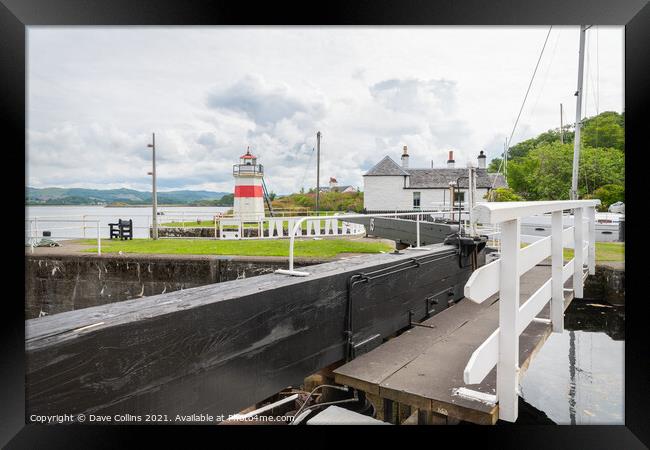 The sea lock gates at the western end of the Crinan Canal. Framed Print by Dave Collins