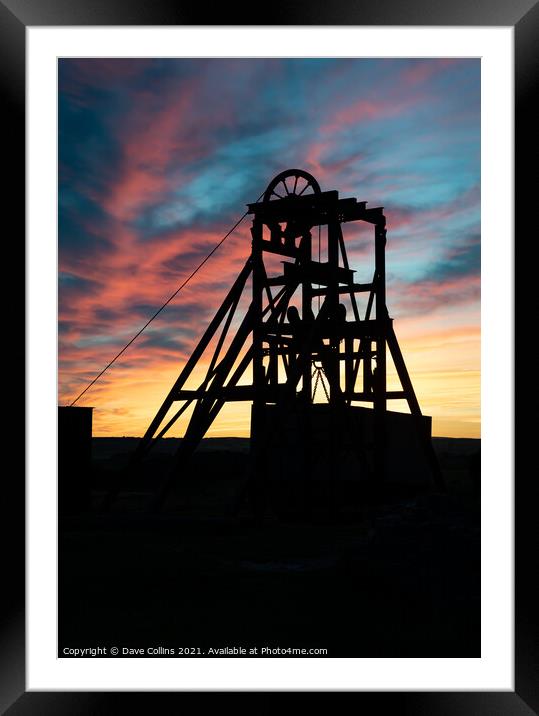Silhouette at dusk of Magpie Mine in the Peak District, Derbyshire Framed Mounted Print by Dave Collins
