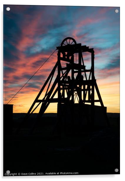 Silhouette at dusk of Magpie Mine in the Peak District, Derbyshire Acrylic by Dave Collins