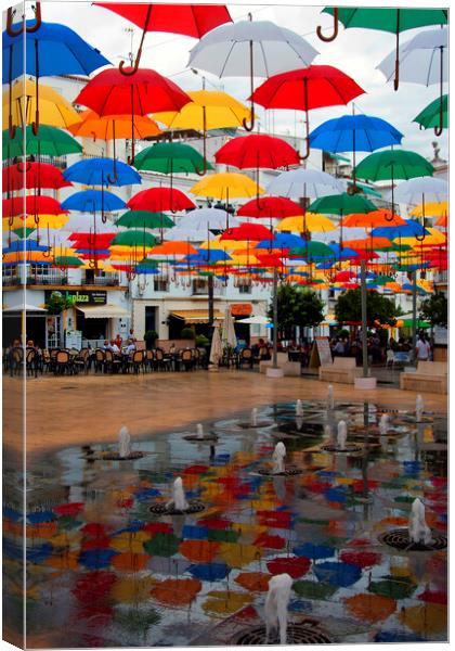 Colorful Umbrellas Torrox Costa Del Sol Spain Canvas Print by Andy Evans Photos