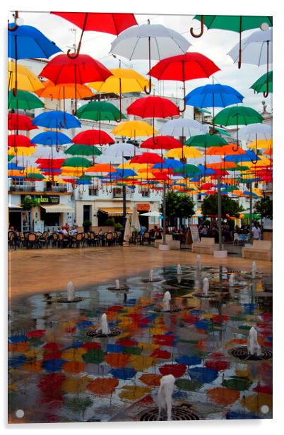 Colorful Umbrellas Torrox Costa Del Sol Spain Acrylic by Andy Evans Photos