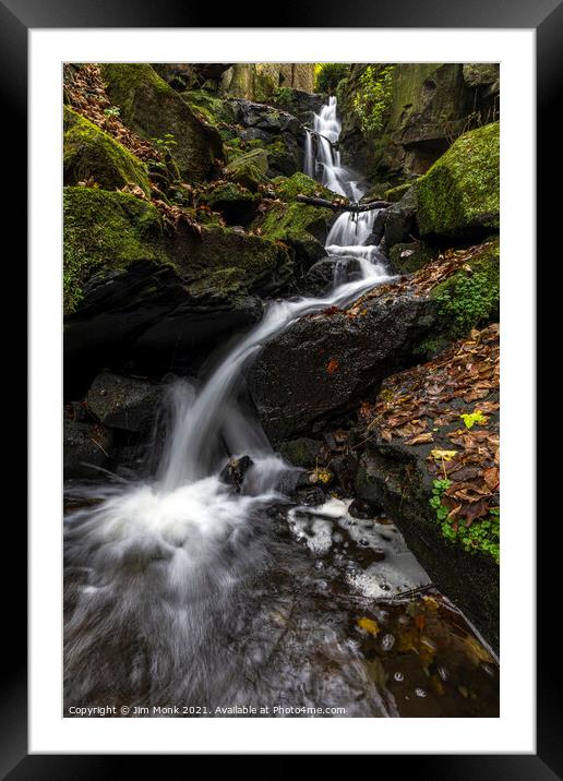 Lumsdale Falls, Derbyshire Framed Mounted Print by Jim Monk