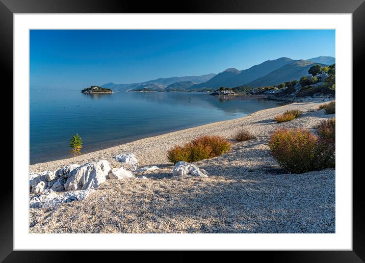 Lake Scutari beach Framed Mounted Print by peter schickert
