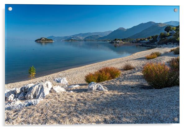 Lake Scutari beach Acrylic by peter schickert