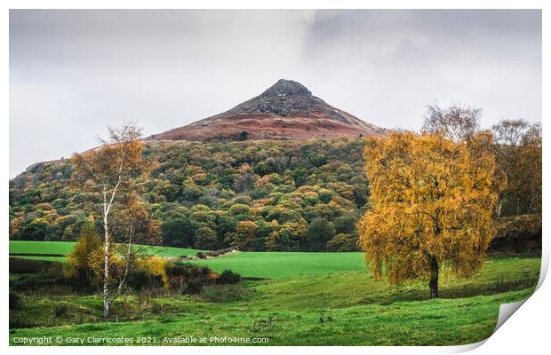Autumn at Roseberry Topping Print by Gary Clarricoates
