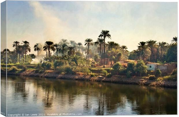 A Village By The River Nile Canvas Print by Ian Lewis