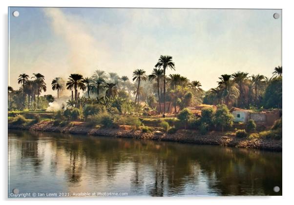A Village By The River Nile Acrylic by Ian Lewis
