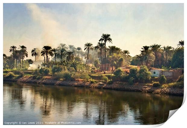 A Village By The River Nile Print by Ian Lewis