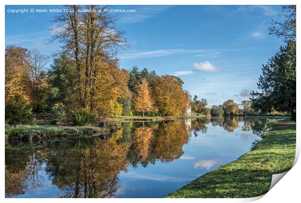November colours at Painshill Park Print by Kevin White