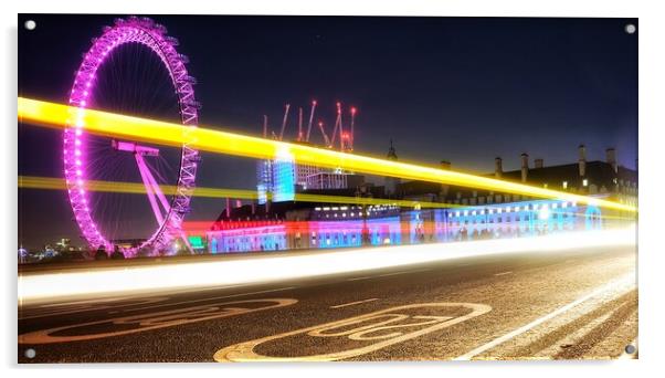 London Eye by night  Acrylic by Rudi Darlington