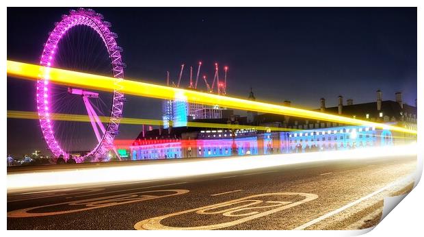 London Eye by night  Print by Rudi Darlington