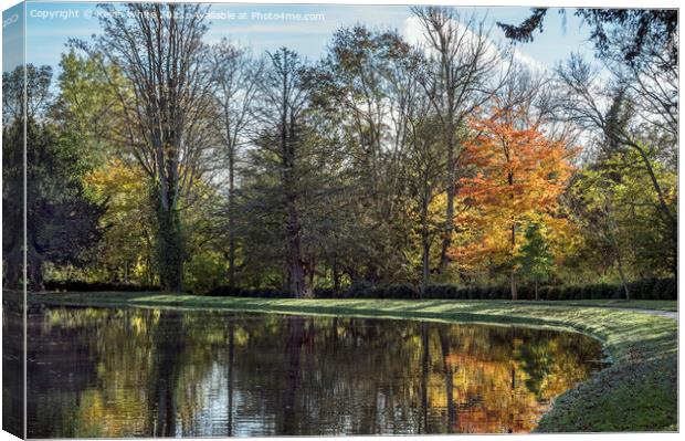 Autumn colours beside lake Canvas Print by Kevin White