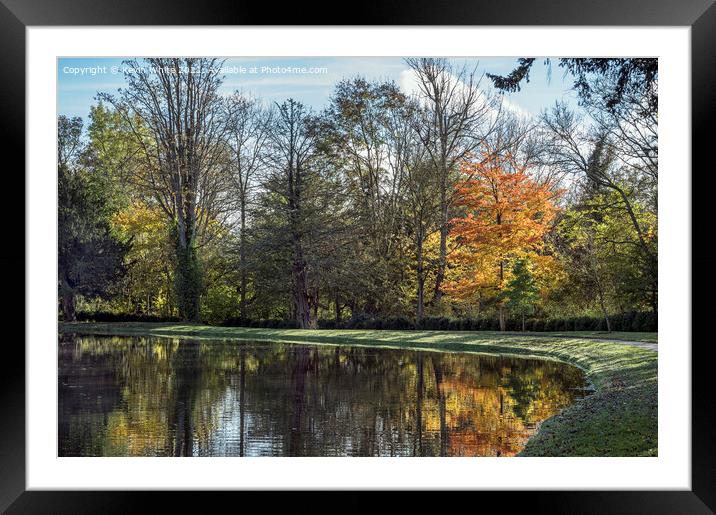 Autumn colours beside lake Framed Mounted Print by Kevin White
