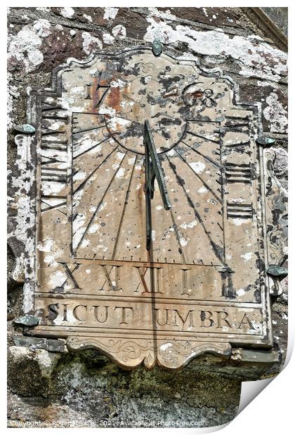 Timeless Ornate Sundial Print by Roger Mechan