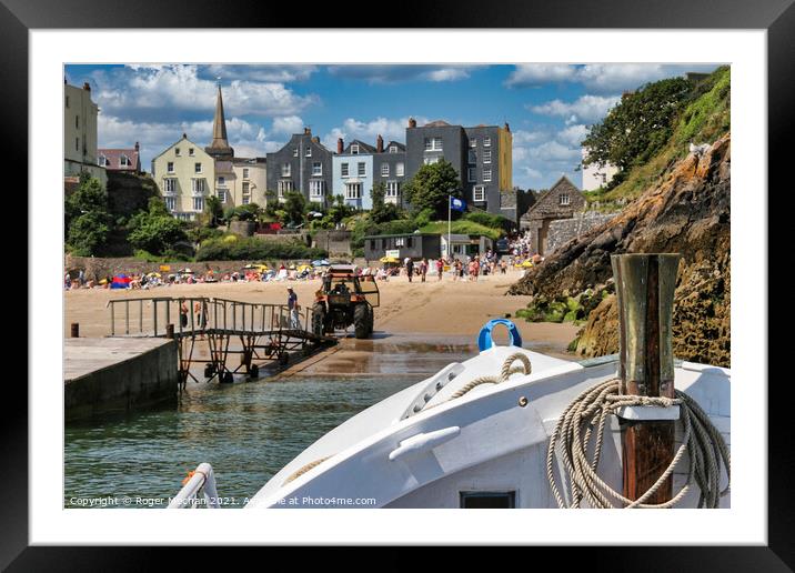 Stunning View of Tenby Beach Framed Mounted Print by Roger Mechan