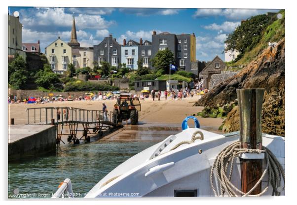 Stunning View of Tenby Beach Acrylic by Roger Mechan