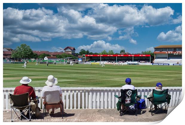 Sun-kissed Cricket Match Print by Roger Mechan