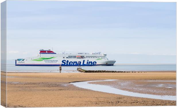 Stena Embla passes Another Place Canvas Print by Jason Wells