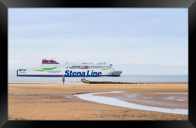 Stena Embla passes Another Place Framed Print by Jason Wells