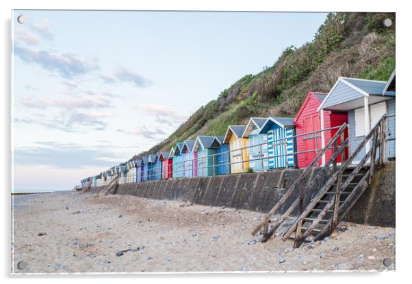 Beach huts line the promenade at Cromer Acrylic by Jason Wells