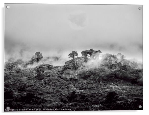 Mist on the Mountain Snowdonia National Park Acrylic by Stephen Munn