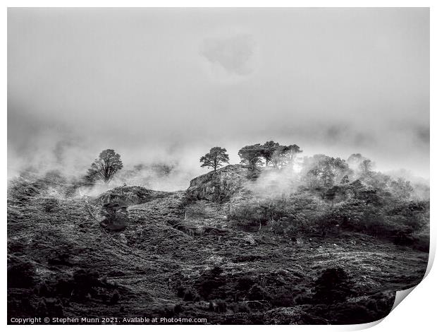 Mist on the Mountain Snowdonia National Park Print by Stephen Munn
