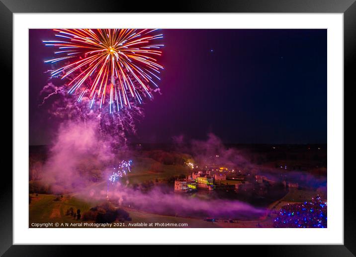 Leeds Castle fireworks 2021 Framed Mounted Print by A N Aerial Photography
