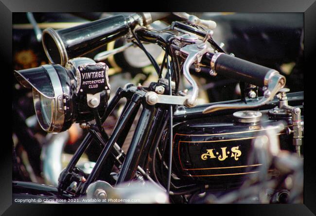 AJS motorcycle detail Framed Print by Chris Rose