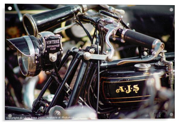 AJS motorcycle detail Acrylic by Chris Rose