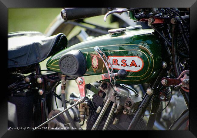 BSA  motorcycle detail Framed Print by Chris Rose