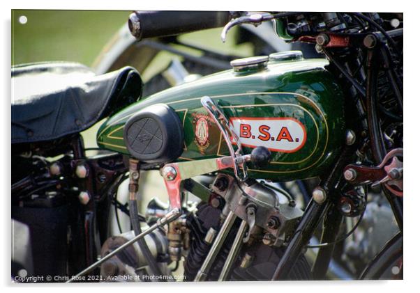 BSA  motorcycle detail Acrylic by Chris Rose