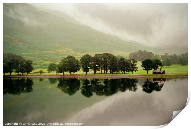Buttermere, Morning mist after rain Print by Chris Rose