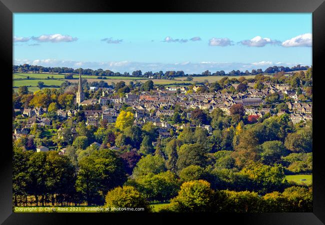 Painswick in the Cotwolds countryside Framed Print by Chris Rose