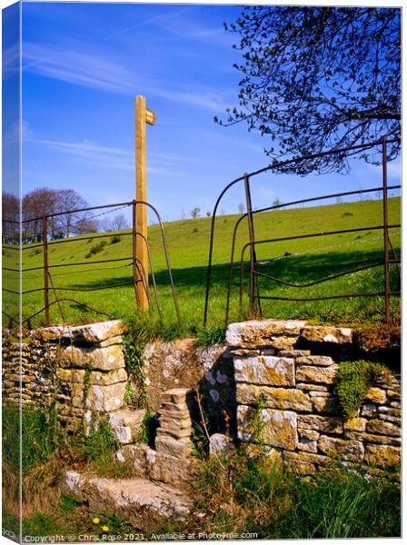 Cotswold stone stile Canvas Print by Chris Rose