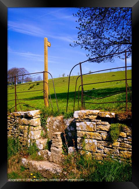 Cotswold stone stile Framed Print by Chris Rose